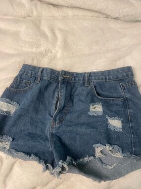 American Eagle Outfitters Distressed Denim Jean Shorts - Blue